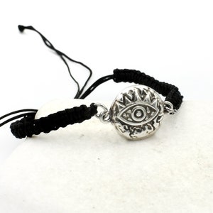 Macrame Evil Eye Bracelet: Silver Plated Greek Nazar Jewelry