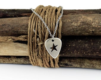 Collar de púa de guitarra, colgante de estrella, regalo unisex para músicos