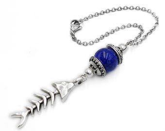 Fishbone car mirror charm hanger, accessory, Choose gemstone, Made to Order