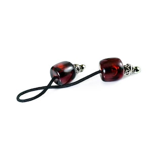 Begleri, griechische Sorgenperlen, Mini Komboloi, halbtransparente Acryl- und Metallperlen mit rotem Lauf, Wählen Sie die Schnurfarbe, auf Bestellung gefertigt