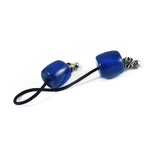 Begleri, Worry Beads, Mini Komboloi, Dark Blue Navy Barrel Acrylic & Metal Beads, Choose Cord Color and Length, Customizable