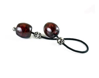 Begleri, Worry Beads, Mini Komboloi, Large Dark Red Drum Beads, Greek Worry Beads, Made to Order