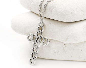Cross Necklace with Stainless Steel Chain, Religious Jewelry Gift
