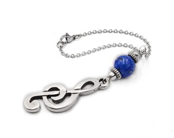 Treble Clef car mirror hanging accessories , Music Sol Key hanger ornament gift, Choose gemstone
