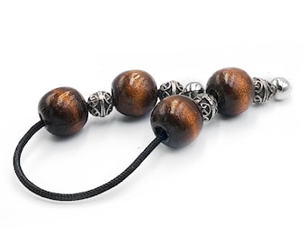 Begleri, worry beads with brown Wood and Silver Plated Beads, Passing Time, Unisex Gifts