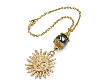 Gold Plated Sun car mirror charm hanging, ornament, hanger, Gift