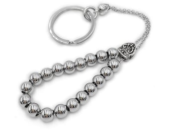 Metal Beaded Keychain Keyring, Worry Beads, Komboloi, Gift