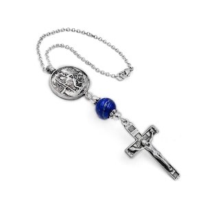 Car rear view mirror charm Hanger, St. Christopher Auto Travel Charm, Mary and Jesus, Cross, drivers travellers gift