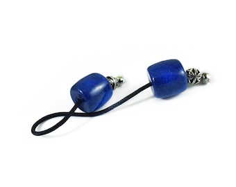 Begleri, Worry Beads, Mini Komboloi, Dark Blue Navy Barrel Acrylic & Metal Beads, Choose Cord Color and Length, Customizable