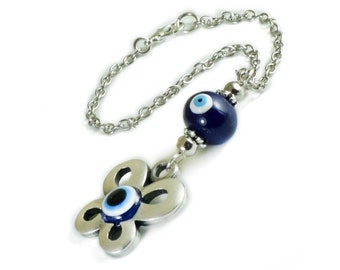 Evil Eye Car Mirror Hanging, Rear view Car Mirror Dangler Ornament, Butterfly Charm
