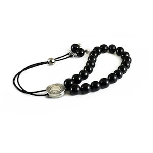 Worry Beads, Black Onyx Beads, Silver tone Metal Master Bead Komboloi