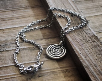 Spiral necklace on stainless steel chain, unisex jewelry, circle of life, Christmas gift ideas