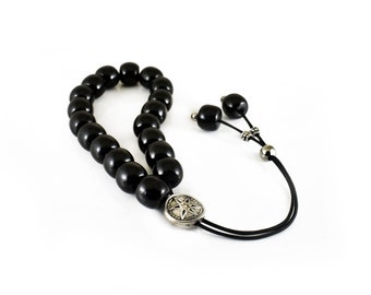 Black Acrylic Komboloi, Greek Worry Beads Gift