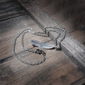 Feather Necklace with Stainless Steel Chain, Unisex Ethnic Minimalist Jewelry Gifts