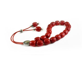 Komboloi, Worry Beads in Red Acrylic, Christmas gift