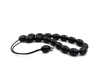 Black Onyx Greek Worry Beads, Komboloi, Unisex Gift