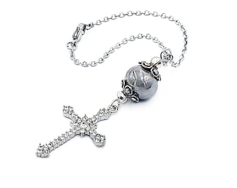 Rhinestones Cross Car Mirror Charm Hanger Accessories Gift