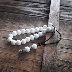 White Agate Worry Beads, Greek Komboloi with Metal Beads, Kompoloi, Christmas Gift Ideas image 1