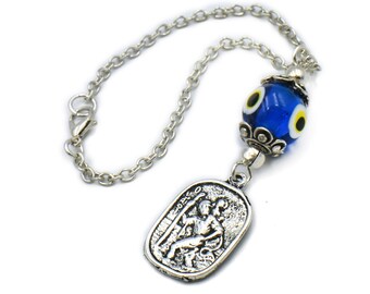 Car Rearview Mirror Charm, Hanger, Evil Eye Car Hanging, Amulet, St. Christopher, Car Ornament Decor Accessories, Car Mirror Jewelry