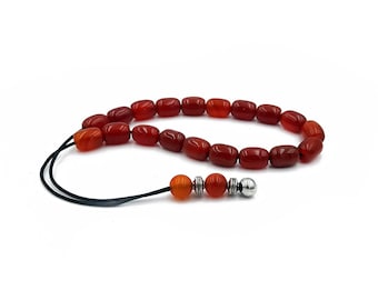 Carnelian Worry Beads, Greek Komboloi with Metal Beads, Kompoloi, Christmas Gift Ideas