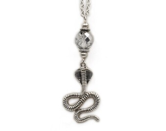 Car rear view mirror charm accessories, car hanging, Car auto hanger ornament dangler, car charm, Silver plated Cobra and Crystal Bead