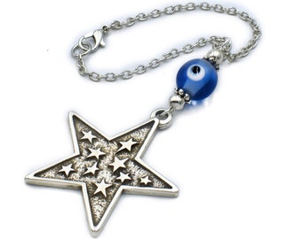 Car mirror hanging accessories, Ornament, Hanger, Dangler, Car Decor, Evil Eye Car Charm, Metal Star Charm, Car Gifts