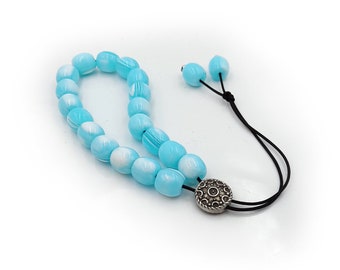 Komboloi, Greek Worry Beads in Light Blue Acrylic, Unisex Gift