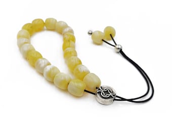 Yellow Komboloi, Worry Beads, Acrylic, Unisex Gift ideas