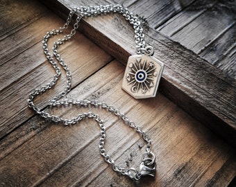 Evil Eye Necklace on Stainless Steel Chain, Unisex Gift Accessories Jewelry, Greek Mati