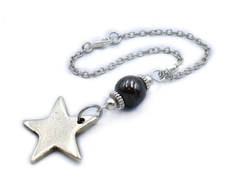 Car rear view mirror charm hanging, Metal Star charm, Car auto hanger ornament dangler, Choose Stone