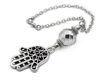 Car rearview mirror charm accessories, car hanging, Car auto hanger ornament dangler, car charm, Silver plated horse and Silver Crystal Bead