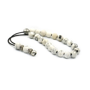 White Howlite Worry Beads, Greek Komboloi with Metal Beads, Greek Worry Beads, Kompoloi, Unisex Gift Ideas