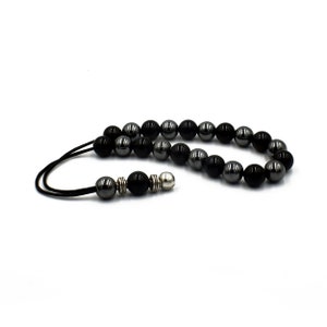 Worry Beads, Komboloi with Black Onyx and Hematite Beads, Greek Gift, Kompoloi