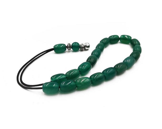 Featured listing image: Green Agate Komboloi Worry Beads, Greek Gift