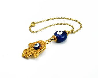 Car Rearview Mirror Charm, Hamsa Hand Hanging Dangler, Evil Eye Hanger Decor Gift