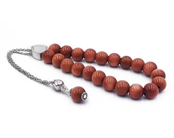 Sandstone Komboloi, Worry Beads on Stainless Steel Chain, Christmas Gift