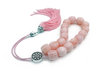 Komboloi, Greek Worry Beads in Light Pink Acrylic & Handmade Tassel