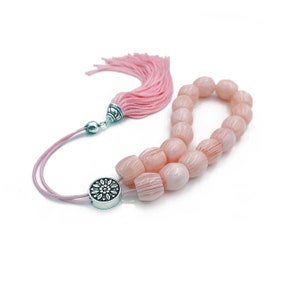 Komboloi, Greek Worry Beads in Light Pink Acrylic & Handmade Tassel