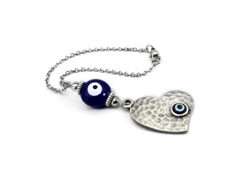 Car mirror hanging accessories, Heart Evil Eye Ornament, Hanger, Decoration, Dangler Gift