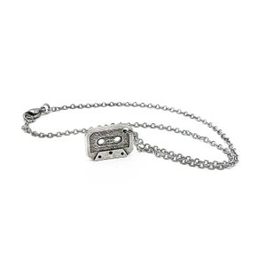 Cassette tape pendant necklace with stainless steel chain, Nostalgic Jewelry Gifts image 6