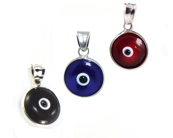 Evil Eye Pendant Charm 12mm, Blue, Red, Black, Greek Mati, Hamsa, Nazar