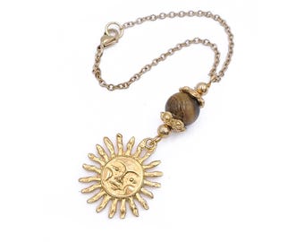 Gold Plated Sun car mirror charm hanging, ornament, hanger, Gift