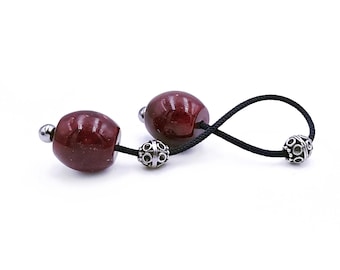 Dark Red Acrylic Begleri with Silver Plated Beads