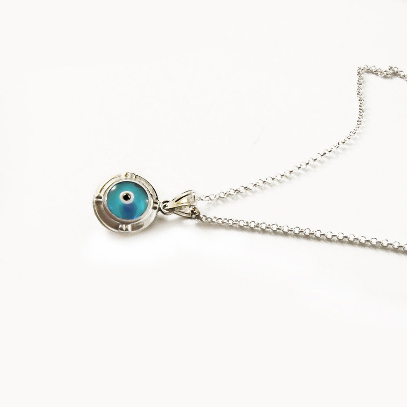 Evil Eye Necklace Sterling Silver Blue Glass Eye Pendant Etsy