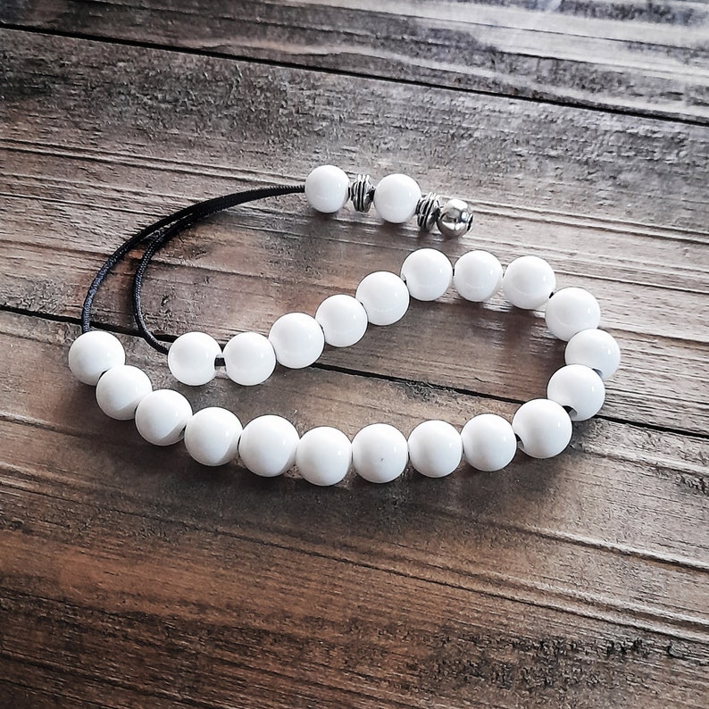 White Agate Worry Beads, Greek Komboloi with Metal Beads, Kompoloi, Christmas Gift Ideas image 8