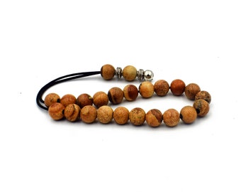 Picture Jasper Worry Beads, Greek Komboloi with Metal Beads, Greek Worry Beads, Kompoloi, Unisex Gift Ideas