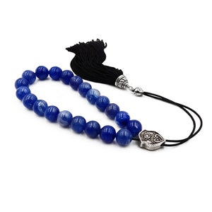 Worry Beads, Komboloi with Blue Acrylic Beads, Metal Master Bead and Handmade Tassel, Unisex gift