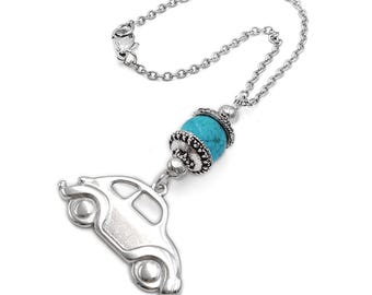 Custom Gemstone Car Mirror Charm, Silver Car, Boho Rearview Decoration