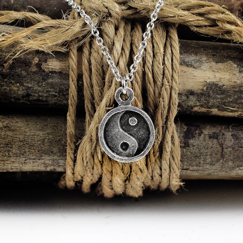 Yin Yang Necklace Silver Tone Yin Yang Pendant Necklace Yoga Etsy