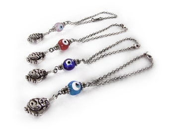 Car Mirror Hanging, Car Decor, Buddha Charm Amulet, Glass Evil Eye Beads, Rearview Car Mirror Charm, Evil Eye Hanging